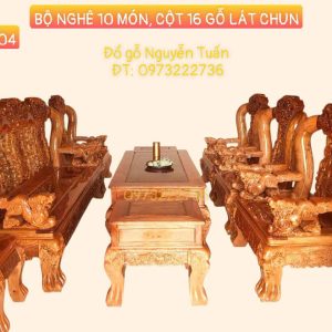 Bộ Nghê 10 Món Cột 16 - Gỗ Lát Chun