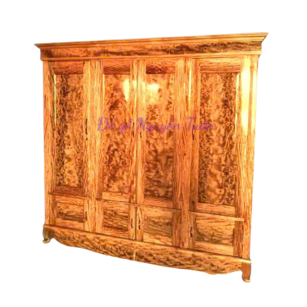 Tủ 4 Cánh Da Báo - Gỗ Lát Chun