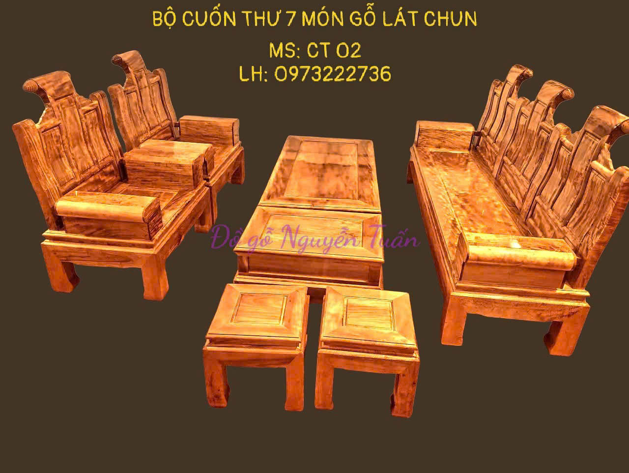 Bộ Cuốn Thư 7 Món MS CT02 – Gỗ Lát Chun