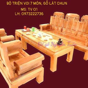 Bộ Triện Voi 7 Món - Gỗ Lát Chun