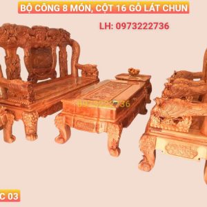 Bộ Công 8 Món Cột 16 - Gỗ Lát Chun
